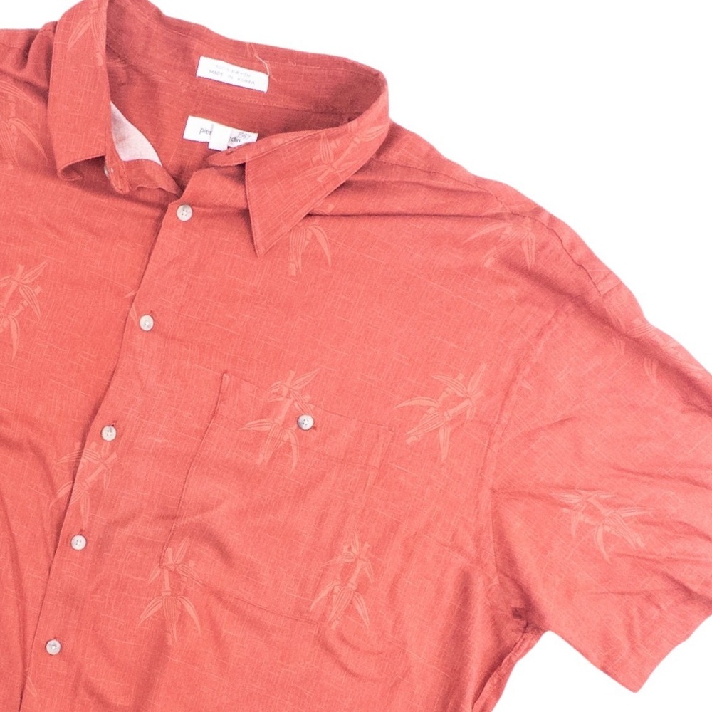 Vintage Pierre Cardin Short Sleeve Button Front Rayon Shirt Mens 2X Rust Orange
